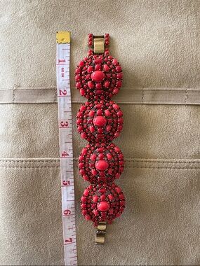 Stella & Dot Red Beaded Statement Bracelet